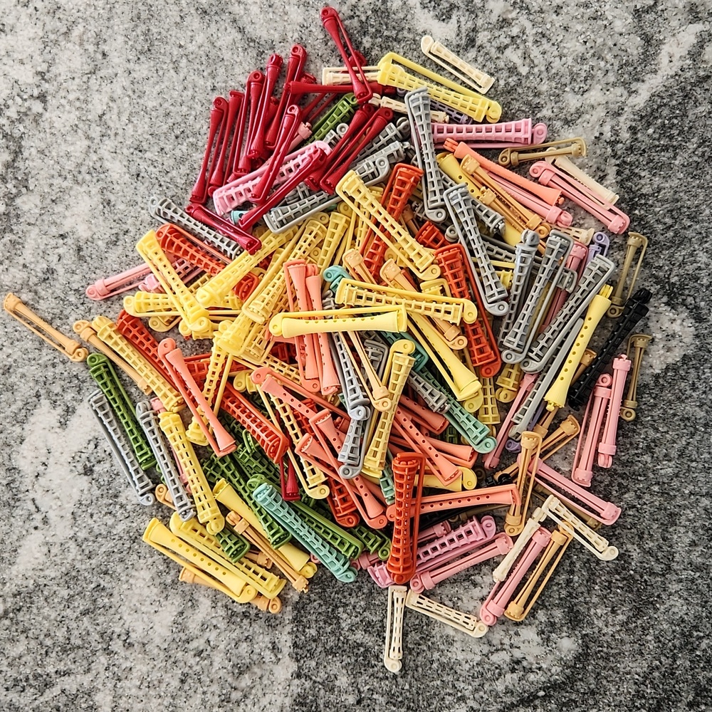 Lot Vintage Perm Rods Plastic Clip Swing Arm Permanent Rollers Hair